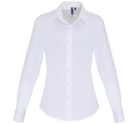 Premier Workwear Cotton Classics-39.0344 Popeline Stretch Bluse langarm Gr. S weiß