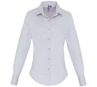 Premier Workwear Cotton Classics-39.0344 Popeline Stretch Bluse langarm Gr. XL silber