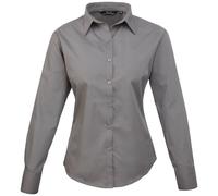 Premier Workwear Cotton Classics Popeline Bluse langarm 39.0300 Gr. 2XL dark grey
