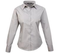 Premier Workwear Cotton Classics Popeline Bluse langarm 39.0300 Gr. 2XL silber