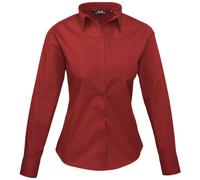 Premier Workwear Cotton Classics Popeline Bluse langarm 39.0300 Gr. 4XL burgundy