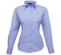 Premier Workwear Cotton Classics Popeline Bluse langarm 39.0300 Gr. 5XL mid blue