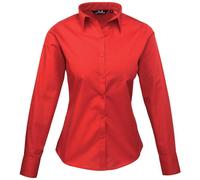 Premier Workwear Cotton Classics Popeline Bluse langarm 39.0300 Gr. 5XL red