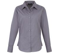 Premier Workwear Cotton Classics Popeline Bluse langarm 39.0300 Gr. 5XL steel
