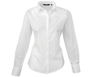 Premier Workwear Cotton Classics Popeline Bluse langarm 39.0300 Gr. M white
