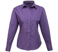 Premier Workwear Cotton Classics Popeline Bluse langarm 39.0300 Gr. S purple