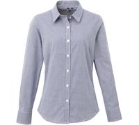 Premier Workwear Damen Popeline Bluse Karo langarm PR320 navy (ca. pantone 2766)/white 3XL