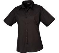 Premier Workwear Damen Popeline Bluse kurzarm PR302 black 48 (3XL/20)