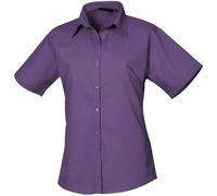 Premier Workwear Damen Popeline Bluse kurzarm PR302 purple 44 (XL/16)