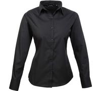 Premier Workwear Damen Popeline Bluse langarm PR300 black 52 (5XL/24)