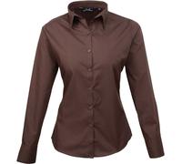 Premier Workwear Damen Popeline Bluse langarm PR300 brown 34 (XXS/6)