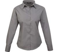 Premier Workwear Damen Popeline Bluse langarm PR300 dark grey 36 (XS/8)