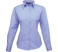 Premier Workwear Damen Popeline Bluse langarm PR300 mid blue 52 (5XL/24)