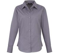 Premier Workwear Damen Popeline Bluse langarm PR300 steel 52 (5XL/24)
