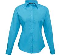 Premier Workwear Damen Popeline Bluse langarm PR300 turquoise 52 (5XL/24)