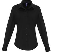 Premier Workwear Cotton Classics-39.0344 Popeline Stretch Bluse langarm Gr. XL schwarz