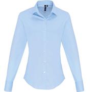 Premier Workwear Damen Popeline Stretch Bluse langarm PR344 pale blue (ca. pantone 2717c) S