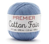 Premier Yarns Cotton Fair, Baumwoll-Acryl-Mischgewebe, Garn zum Häkeln und Stricken, feines Gewicht, maschinenwaschbar, Chambray, 100 g, 300 m