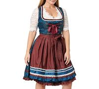 Premium Designer Dirndl mit Schürze Kleid Dirndkleid Oktoberfest Tracht Trachtenkleid Borte Rüschen Blumen Pailletten Perlen Blau Pink XS - 3XL