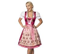 Premium Designer Dirndl mit Schürze Kleid Dirndkleid Oktoberfest Tracht Trachtenkleid Borte Rüschen Blumen Pailletten Perlen Blau Pink XS - 3XL
