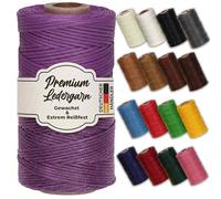 Premium gewachster Lederfaden - Extra reißfestes Sattlergarn für Lederarbeiten, Nähen & DIY - Gleichmäßige Wachsbeschichtung - violett (lila)
