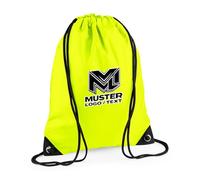 Premium Gymsac personalisiert mit Namen oder Logo, Fluorescent Yellow | Turnbeutel & Sporttasche | 100% Polyester | Wasserdicht | Verstärkte Ecken mit Metall-Ösen | Robuster Gym Sack | Viele Farben