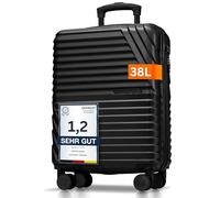 Premium Handgepäck Koffer 55x40x20cm - passend für Ryanair, Lufthansa, Eurowings und co. I 38L Handgepäck Koffer mit sanften Rollen und praktischem TSA Schloss, Reisekoffer Bordkoffer (Schwarz, M)