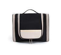 Premium Hanging Travel Toiletry Bag for Women and Men, Hygiene Bag, Bathroom and Shower Organizer Kit with Elastic Band Holders for Toiletries, Cosmetics, Makeup, Brushes (Black)