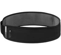 Premium Laufgürtel für Herren & Damen - eleganter Running Belt aus weichem Performance-Material - ultraflache Jogging Gürteltasche mit Handyfach (Schwarz,L(80-115cm))