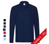 PREMIUM LONG SLEEVE POLO | Langarm Poloshirt mit Rippkragen, Herren & Damen. Dreiknopfleiste und Seitenschlitzen – Baumwolle, Perfekte Passform schwarz 2XL