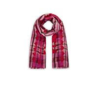 Premium Schal aus Woll-Baumwoll-Mischung mit Karomuster und stilisierten Tieren pink - Gr. - one size