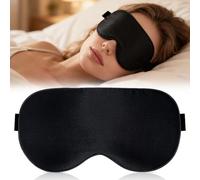 Premium Schlafmaske aus Seide, Schlafbrille für Seitenschläfer,Luxus Augenmaske mit Atmungsaktivem Design,Lichtblockierende Schlafbrille mit Verstellbarem Band,Bequem für Herren/Damen(Schwarz)