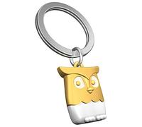 Premium Schlüsselanhänger in Form Einer Eule in Gold und Silber. Finish.