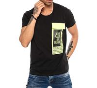 Premium T-Shirt Oberteil Kurzarm Baumwolle Statement Schwarz L