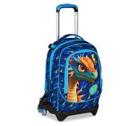 PRESTIGE & DELUXE Schultrolley Jack 3 abnehmbare Räder Dragon Glide Drache, 3 in 1 für Grundschule Mädchen + 7 löschbare Stifte und Schlüsselanhänger Pfeife