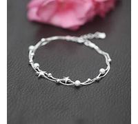 PRETTYLE 925 Silber Armband, Weibliches Stern Seestern Armband, Schmuck Kleine Kugel Doppeltes Fünfzackiges Sternarmband,s925 Silberarmband