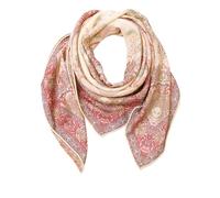 Prettystern 105cm XL quadratische Damen Stola doppelseitig doppelface Woll-seide Schulter-Tuch Seidentuch Wolltuch Beige Rosa Paisley 01