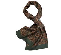 Prettystern 170cm langer 2-lagiger Doubleface Herren Seidenschal - klassisch elegant Business Herrenenschal Braun Grün Paisley BF35
