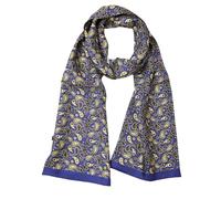 Prettystern 170cm langer Doppellagig Herr Seidenschal edler Herrenschal aus 100% Seide Paisley golden blau BF01