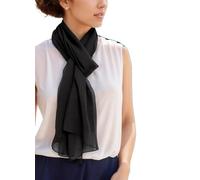 Prettystern 200cm Damen einfarbig Seidenschal Crepe Georgette Schultertuch festlich Stola für Abendkleid Schwarz