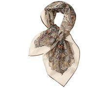 Prettystern Baumwolle & Seide Mix handrolliert 65/65 cm Damen Herren Seiden-halstuch Kopftuch Nickituch Paisley Floral Creme SC34