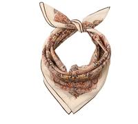 Prettystern Baumwolle & Seide Mix handrolliert 65/65 cm Damen Herren Seiden-halstuch Kopftuch Nickituch Paisley Floral Beige SC39