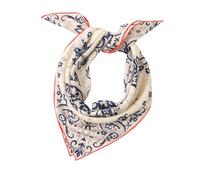 Prettystern Baumwolle & Seide Mix handrolliert 65/65 cm Damen Herren Sommer Frühling Seiden-halstuch Kopftuch Nickituch Paisley Weiß Blau SC24