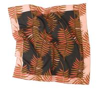 Prettystern Baumwolle & Seide Mix handrolliert 65/65 cm Damen Herren Sommer Frühling Seiden-halstuch Kopftuch Nickituch Rot-Braun Blätter SC27