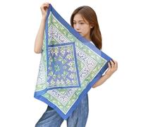 Prettystern Baumwolle & Seide Mix handrolliert 65/65 cm Damen Herren Sommer Frühling Seiden-halstuch Kopftuch Nickituch Blau Grün SC29