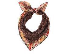 Prettystern Baumwolle & Seide Mix handrolliert 65cm Damen Sommer Frühling Seiden-halstuch Kopftuch Nickituch Braun Weiß Punkte SC35