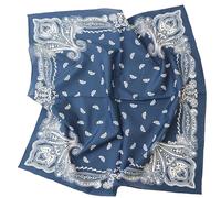 Prettystern Baumwolle & Seide Mix handrolliert Tuch 65/65 cm Damen Herren Sommer Frühling Seiden-halstuch blau ethnisch SC12