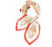 Prettystern Baumwolle & Seide Mix handrolliert Tuch 65/65 cm Damen Herren Sommer Frühling Seiden-halstuch Paisley bunt beige Rot SC17