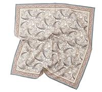 Prettystern Baumwolle & Seide Mix handrolliert Tuch 65/65 cm Damen Herren Sommer Frühling Seiden-halstuch hellbeige Paisley SC01