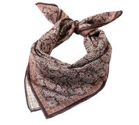 Prettystern Damen 65X65 handrolliertes 100% Silk Seidenschal Frühling Sommer Seiden-Tuch Patchwork Paisley 27 Braun